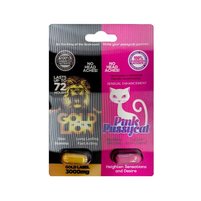 His Hers Vibrators His Hers Pink PussycatGold Lion Single Pack