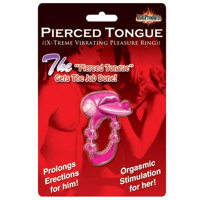 Hott Products Unlimited Male Sex Toys Pierced Tongue Vibrating Silicone Cock Ring