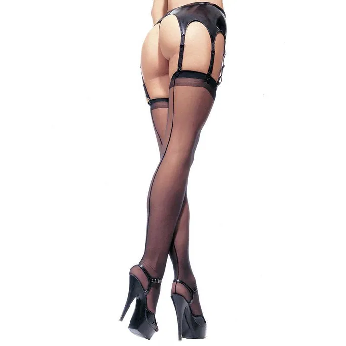 Leg Avenue Sheer Stockings Black UK 6 to 12 Leg Avenue Lingerie Anal