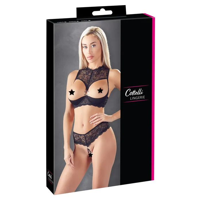 Male Sex Toys Cottelli Collection Cottelli Shelf Bra and String Size 75bs