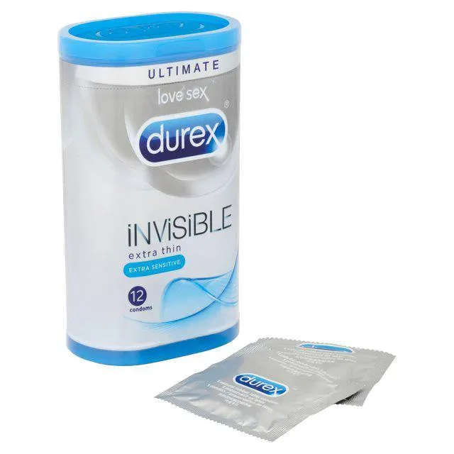 Male Sex Toys Durex Condoms Durex Invisible Extra Sensitive 12 Pack Condoms