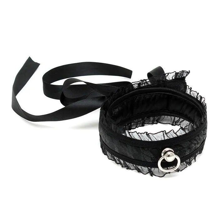 Male Sex Toys Rimba Satin Look Black Collar With O Ring