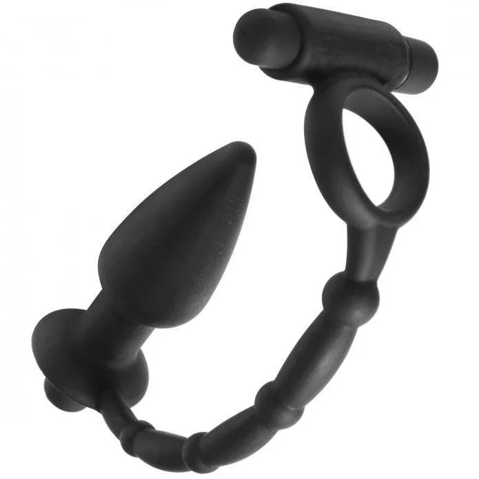 Master Series Viaticus Dual Cock Ring And Anal Plug Vibrator Male Sex Toys