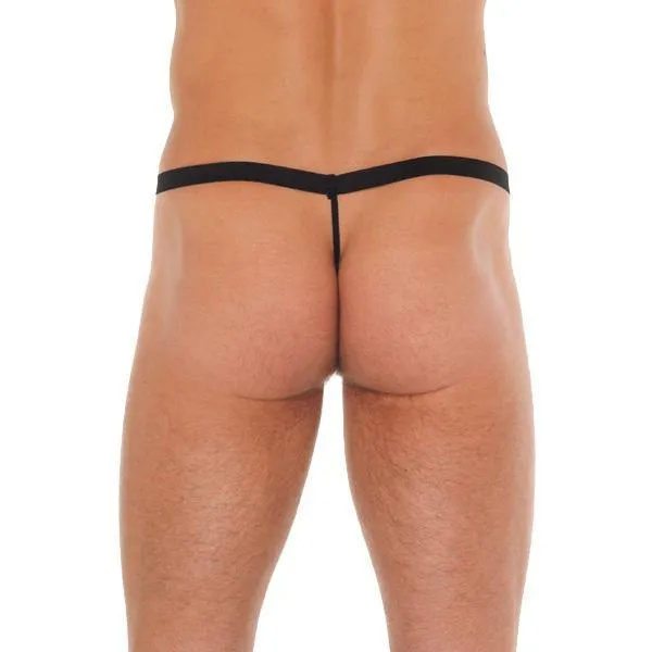 Mens Black GString With Pink Pouch Rimba Vibrators