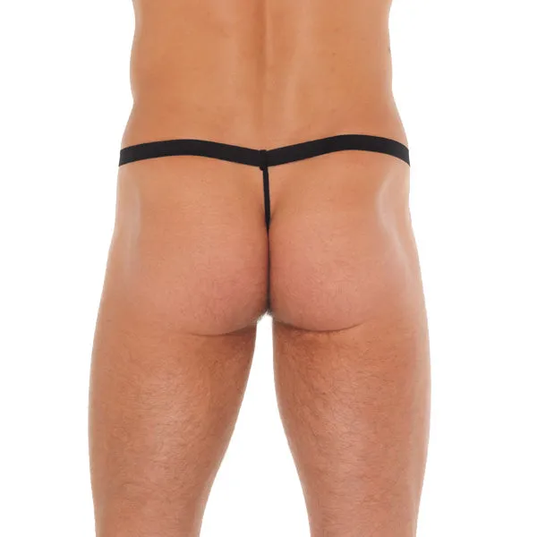 Mens Black GSting With Zipper On Red Pouch So Luxe Anal