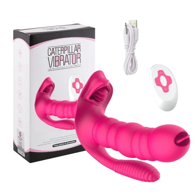 My Tiny Hole Female Sex Toys Caterpillar 3 IN 1 10 Mode Vibrator