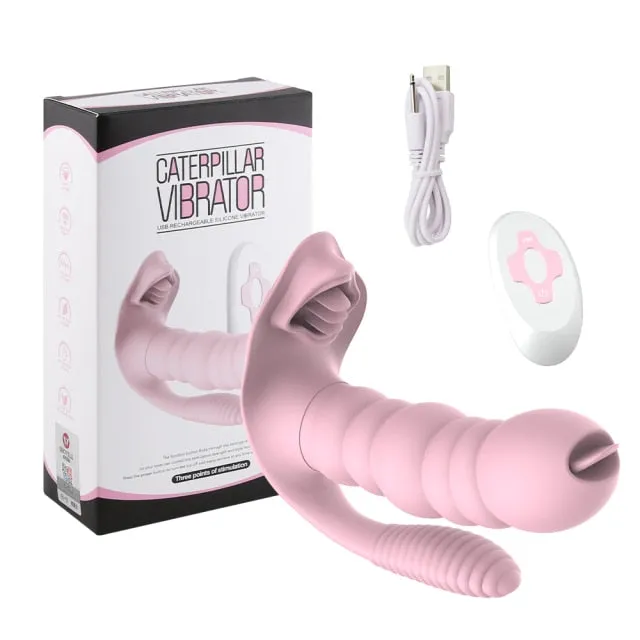 My Tiny Hole Female Sex Toys Caterpillar 3 IN 1 10 Mode Vibrator