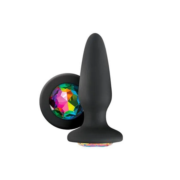 NS Novelties Anal Glams Silicone Rainbow Gem Butt Plug Black