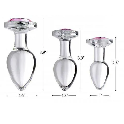 Pink Gem Glass Anal Plug Set XR Brands Anal