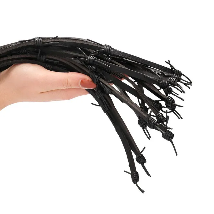 Restraints Saddle Leather With Barbed Wire Flogger 30 Inches Black Shots Toys Restraints Saddle Leather With Barbed Wire Flogger 30 Inches Black Shots Toys