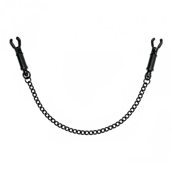 Rimba Black Metal Adjustable Nipple Clamps With Chain Female Sex Toys