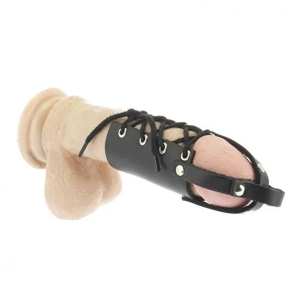 Rimba Leather Cock Ring With Penis Tube Male Sex Toys