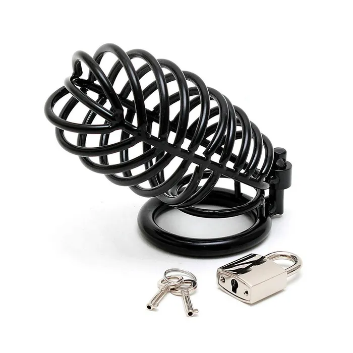 Rimba Male Sex Toys Black Metal Male Chastity Device With Padlock