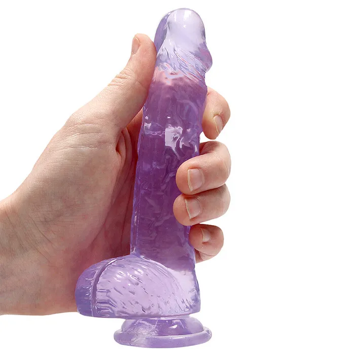 scantilycladcouk Dildos RealRock 6 Inch Purple Realistic Crystal Clear Dildo