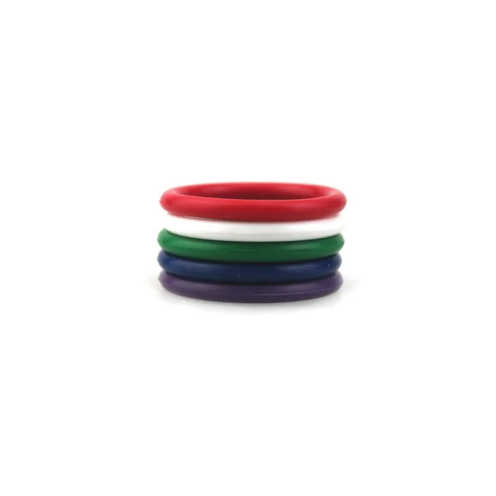 Set Of 5 Rainbow Silicone Pleasure Rings Various Toy Brands Anal