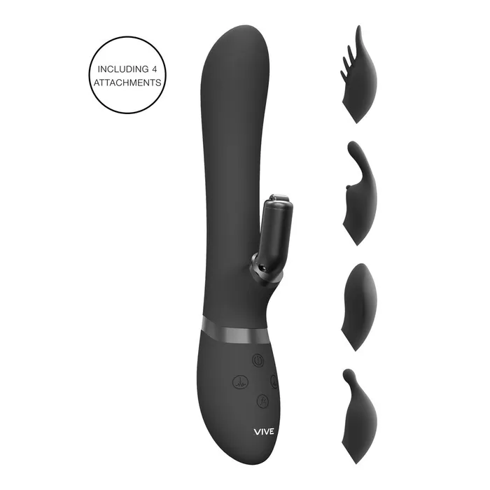 Shots Toys Vibrators Vive Chou Double Action Interchangeable Rabbit Vibrator Black