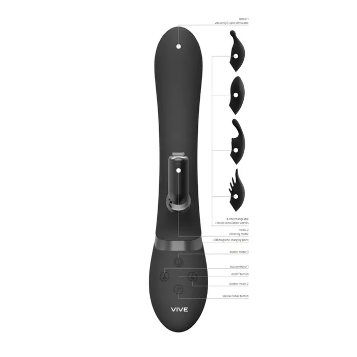 Shots Toys Vibrators Vive Chou Double Action Interchangeable Rabbit Vibrator Black Shots Toys Vibrators Vive Chou Double Action Interchangeable Rabbit Vibrator Black