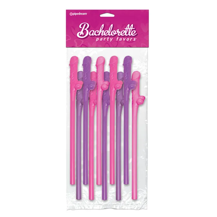 So Luxe Bachelorette Party Favors 10 Pecker Straws Pink And Purple Vibrators