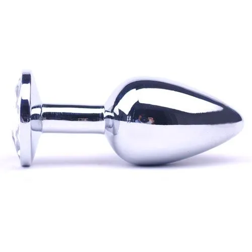 So Luxe Male Sex Toys Large Metal Anal Plug With Clear Crystal