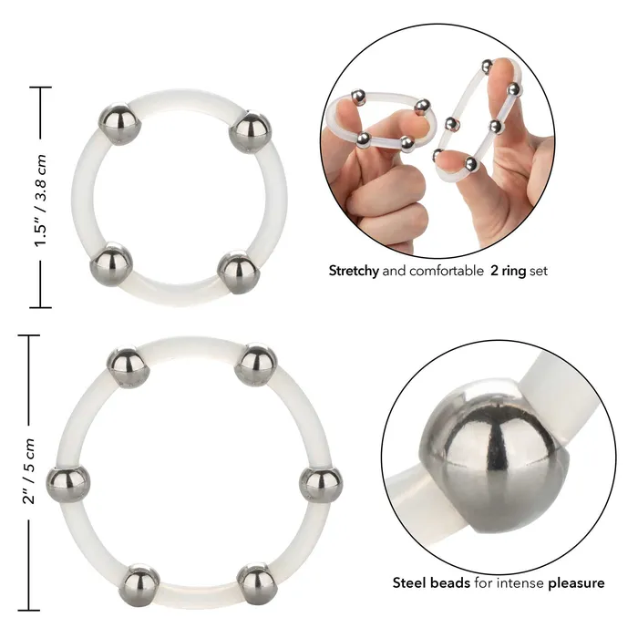 So Luxe Male Sex Toys Steel Beaded Silicone Ring Set