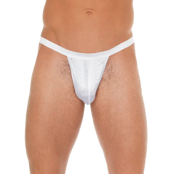 So Luxe Mens White GString With Small White Pouch Male Sex Toys