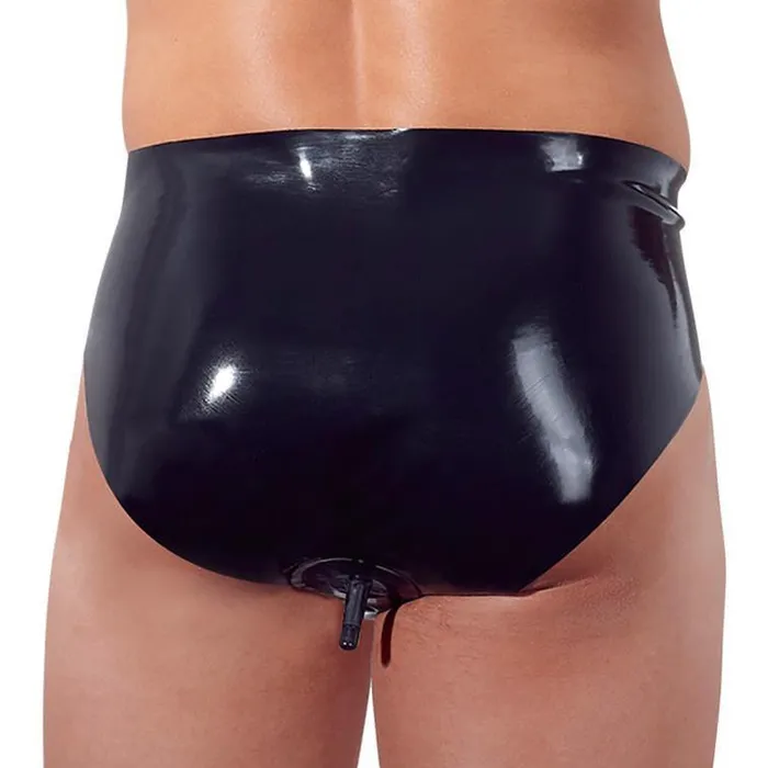 The Late X Male Sex Toys Latex Briefs with Anal Plug Size Large