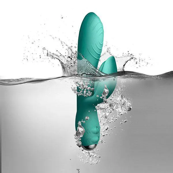 Vibrators Rocks Off Ltd Rocks Off Everygirl Teal Rechargeable Rabbit Vibrator