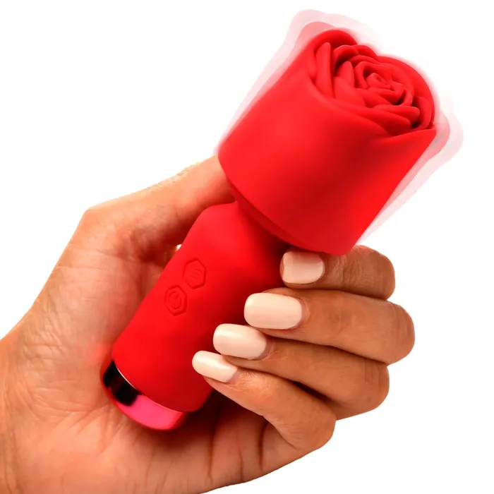 XR Brands Vibrators XR Bloomgasm Rose Petite Mini Wand XR Brands Vibrators XR Bloomgasm Rose Petite Mini Wand