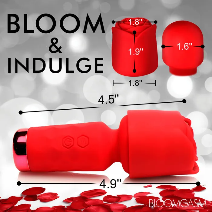 XR Brands Vibrators XR Bloomgasm Rose Petite Mini Wand XR Brands Vibrators XR Bloomgasm Rose Petite Mini Wand