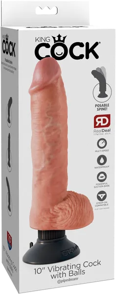 10 Vibrating Cock With Balls Flesh Pipedreams Female Sex Toys