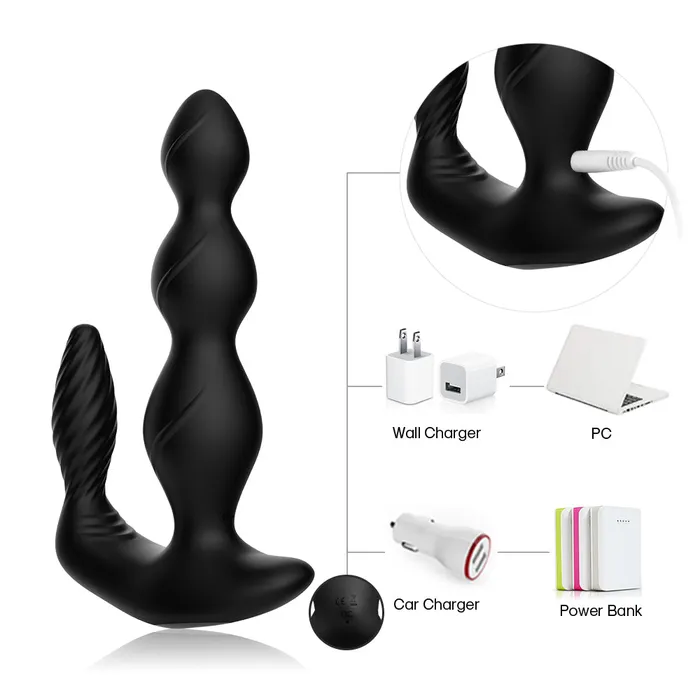 Pull Bead Vibrator Silicone Anal Plug Anal Three Point Resonance | SAKULOVE® Male Sex Toys