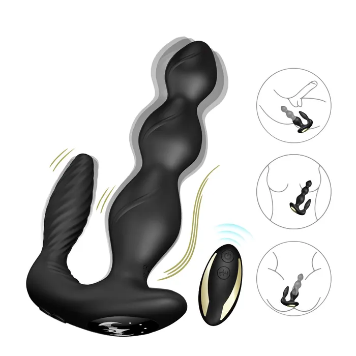 Pull Bead Vibrator Silicone Anal Plug Anal Three Point Resonance | SAKULOVE® Male Sex Toys