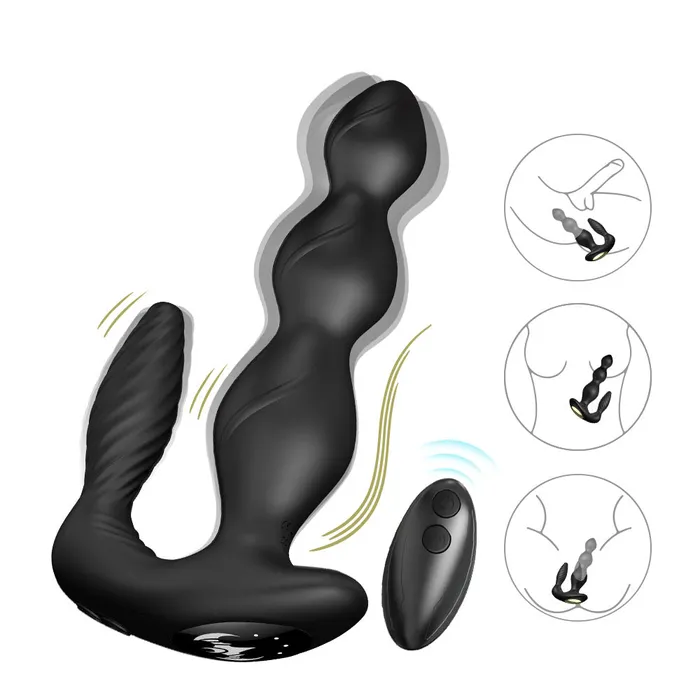 Pull Bead Vibrator Silicone Anal Plug Anal Three Point Resonance | SAKULOVE® Male Sex Toys