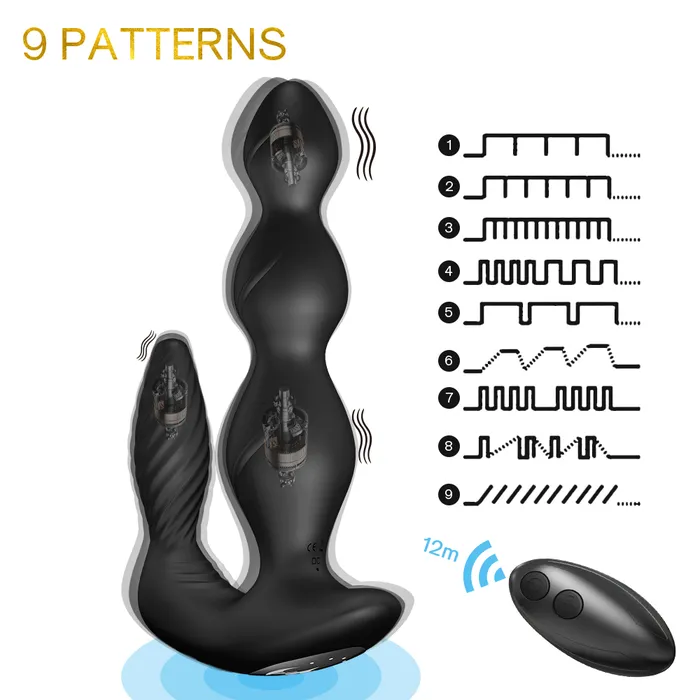 Pull Bead Vibrator Silicone Anal Plug Anal Three Point Resonance | SAKULOVE® Male Sex Toys