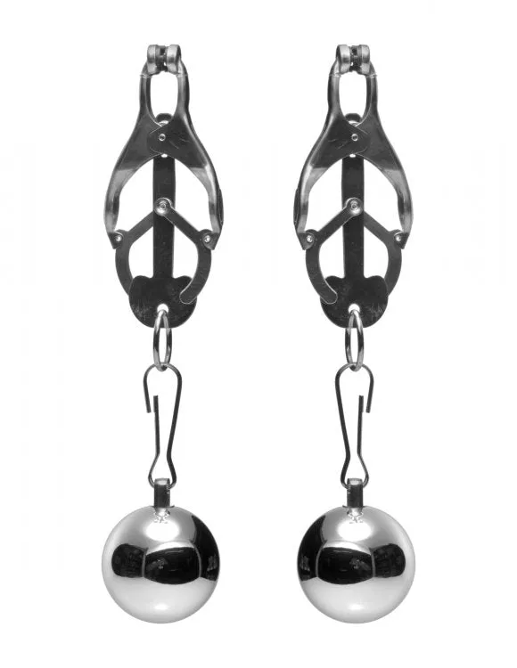 XR Brands Master Series Female Sex Toys Deviant Monarch Weighted Nipple Clamps