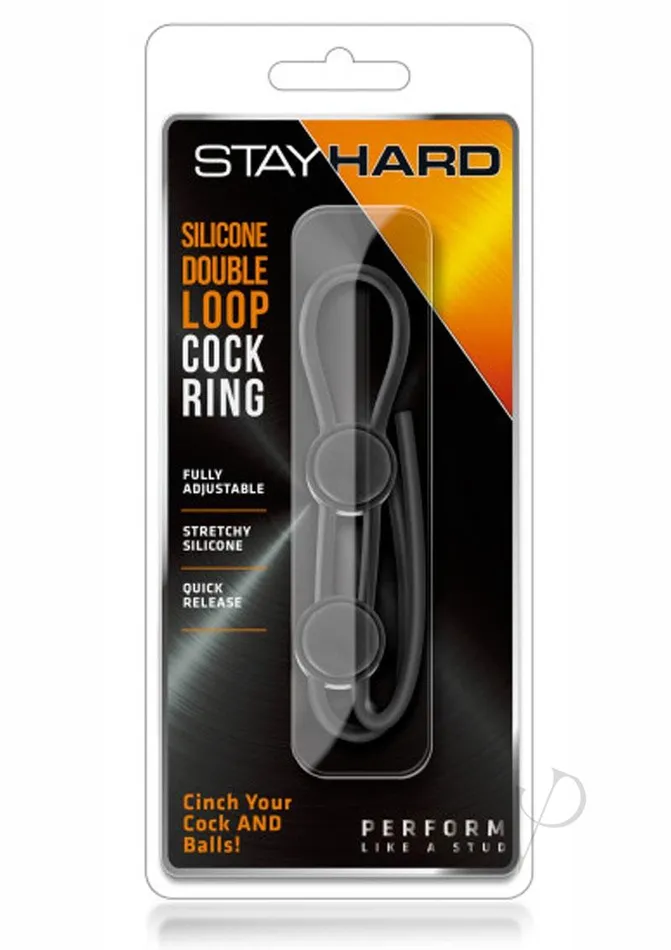 Stay Hard Silicone Dbl Loop Cockring Blk Blush Novelties Dildos