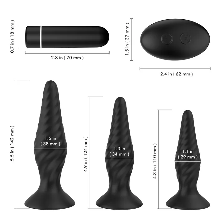 3 Sizes Spiral Anal Plug Kit With Sucker Detachable 9 Modes Bullet Sorlove Male Sex Toys