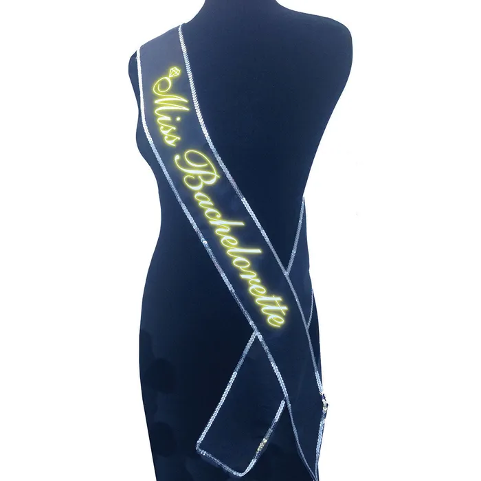 Anal Miss Bachelorette Glow Sash Black Little Genie