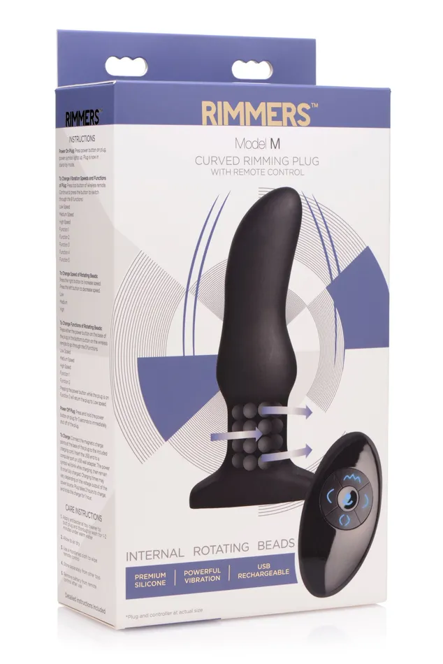 Anal Model M Curved Rimming Plug w Remote Control Rimmers