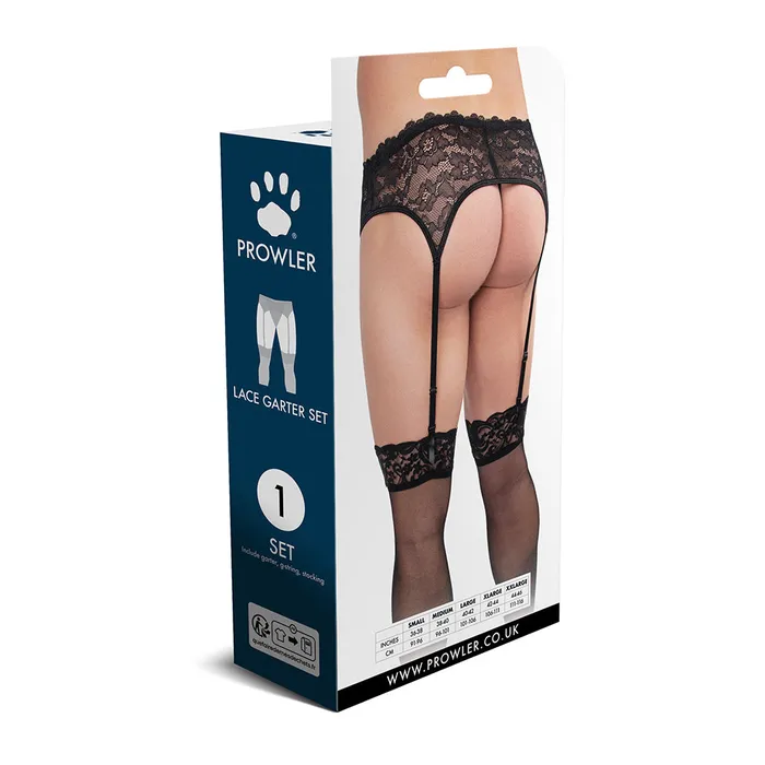 Anal Simply Pleasure LTD Prowler Male Lace Garter Stocking Set Black XL