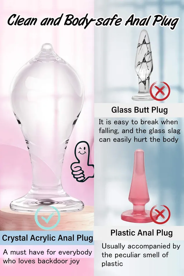 Anal Sorlove 3 Sizes Transparent Crystal Round Tip Anal Plugs Kit Massage Bum Plug