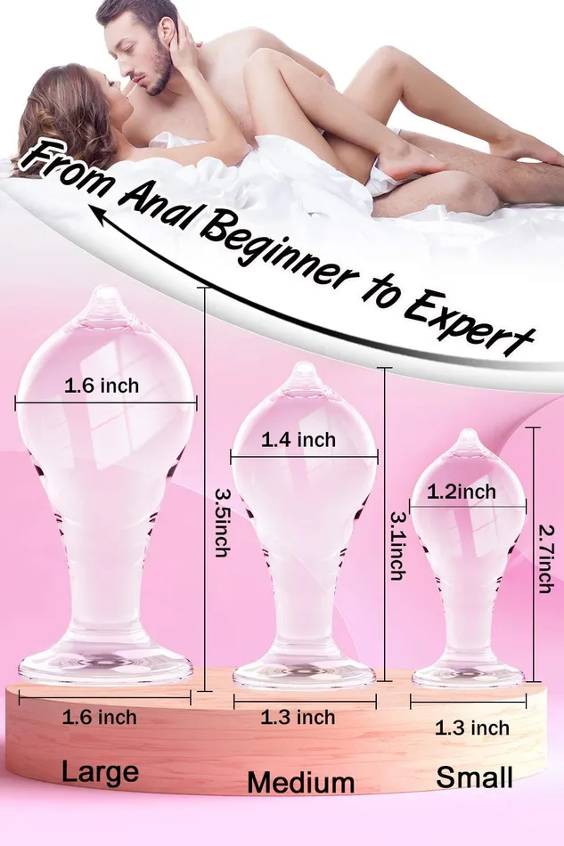 Anal Sorlove 3 Sizes Transparent Crystal Round Tip Anal Plugs Kit Massage Bum Plug