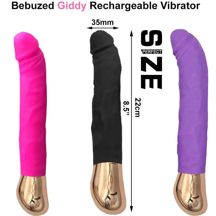 BeBuZZed Female Sex Toys Bebuzzed Giddy Realistic Veined Vibrator StrapOn Harness USB Pink