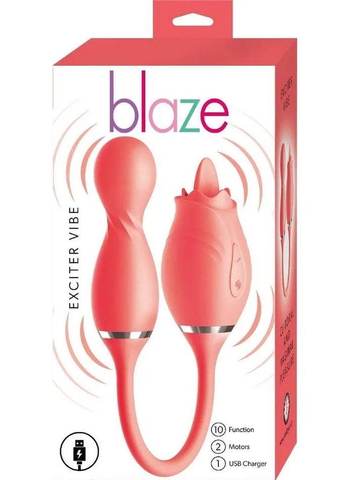 Blaze Exciter Rechargeable Silicone Dual Stimulating Vibrator Blaze Female Sex Toys