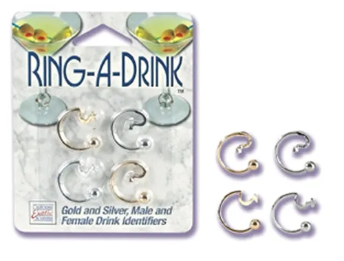 CalExotics Male Sex Toys Ring a Drink Gold and Silver Male and Female Drink Identifiers