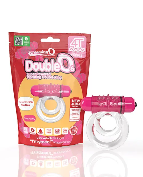 Couples Bushman Products Screaming O 4T DoubleO 6 Vibrating Double Ring Strawberry