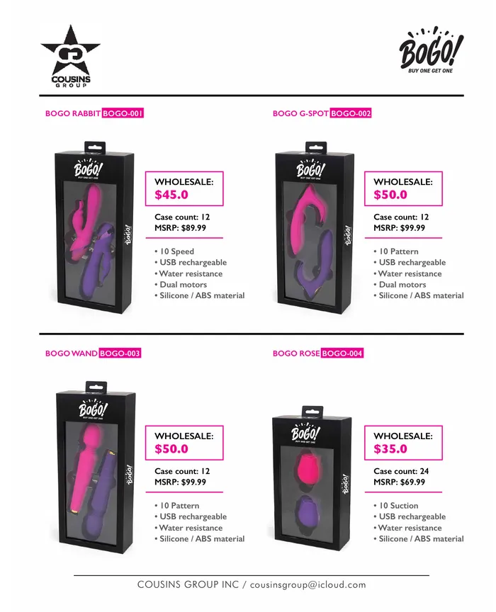 Cousins Group Vibrators BOGO Buy One Get One Rabbit