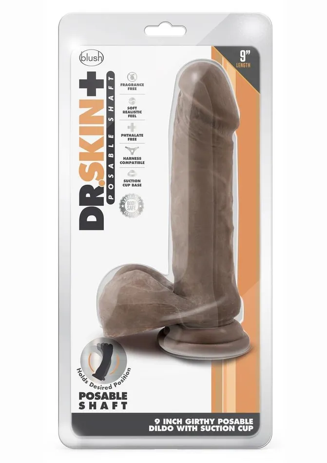 Dr Skin Female Sex Toys Dr Skin Plus Thick Posable Dildo with Balls