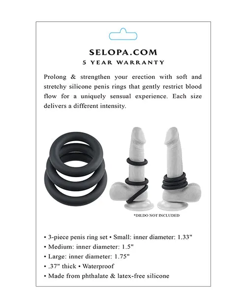 Evolved Novelties INC Male Sex Toys Selopa 3 Ring Circus Penis Ring Set Black