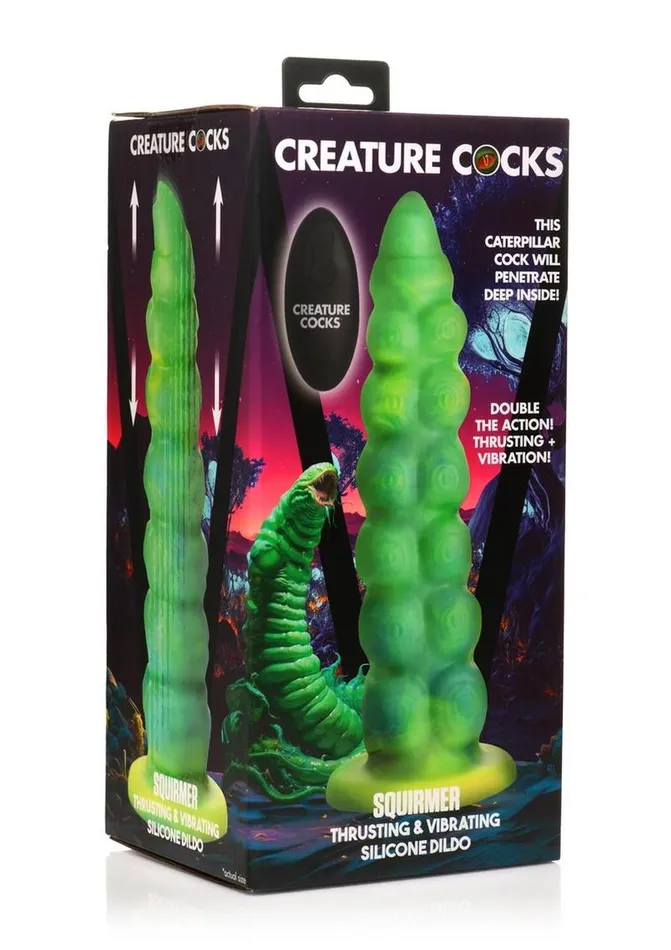 Female Sex Toys Creature Cocks Squirmer Thrusting and Vibrating Rechargeable Silicone Dildo Creature Cocks